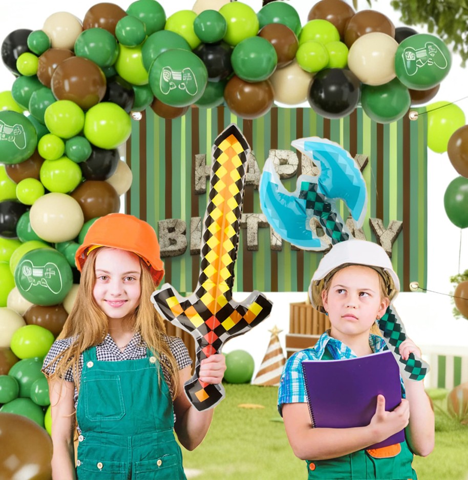 12-72Pcs Inflatable Weapons for Kids Pixel Diamond Swords Inflatable Sword for Theme Party Birthday Halloween Party Cosplay