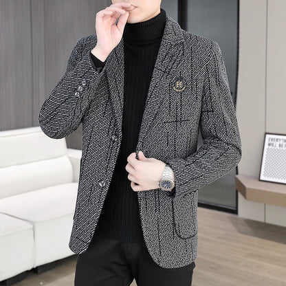 2026 Men's Striped Embroidered Casual Wool  blazer