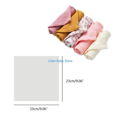 N80C 10Pcs Baby Square Towels Infants Wash Hand Face Towel Handkerchief Feeding Bib Burp Cloth Soft Crepe Muslin Saliva Towel