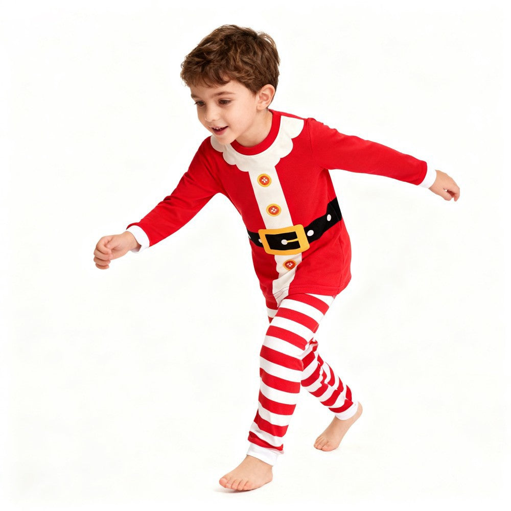 Boys Girls Christmas Pajamas Set Children Elf & Santa Costumes Baby Pijama Kids Long Sleeve Striped Pants Sleepwear For Xmas