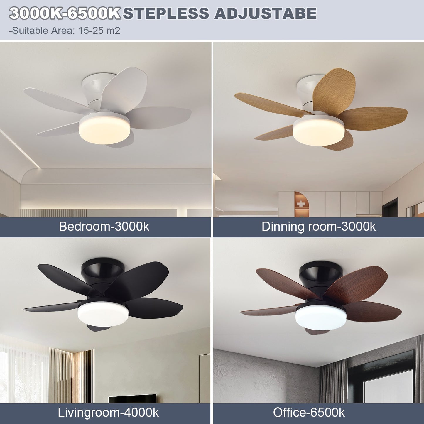 Simple LED ceiling fan remote control light for 25 inch living room and bedroom multifunctional ceiling fans