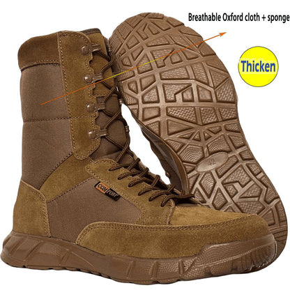 Botas Táticas Leves Masculinas de Combate, Anticolisão, de Treinamento, com Cadarço, Impermeáveis, para Caminhada ao Ar Livre, Calçado Respirável