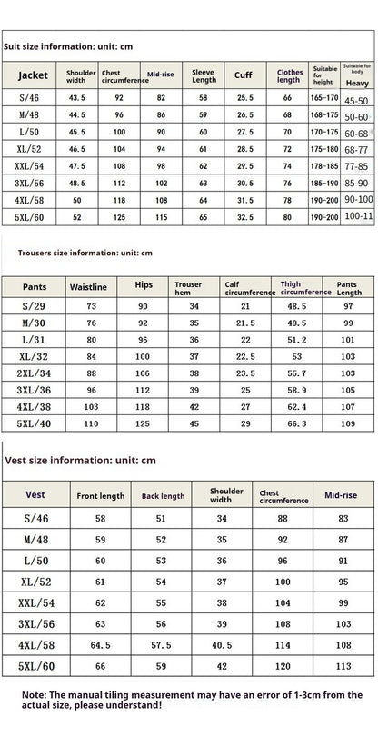 Mens Suits 3 Piece Business Office Formal Set Checkered Pattern Slim Fit Blazer Vest Pants High Quality Luxury Work Wedding