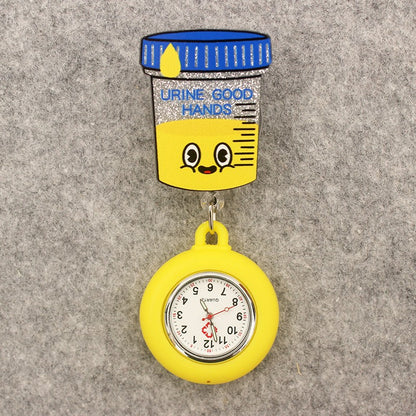 Glitter Acrylic Hospital Acrylic Heart Stethoscope Lovely Nurse Doctor Alligator Clip Pocket Watches Medical Hang Clock Gift