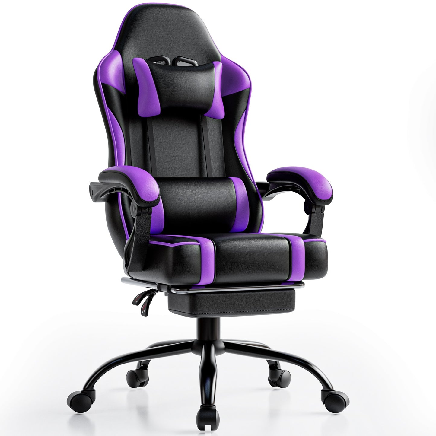 Cadeira Gamer com Apoio para os Pés, Cadeira de Videogame de Couro PU para Adultos, Cadeira Gamer Reclinável para Escritório
