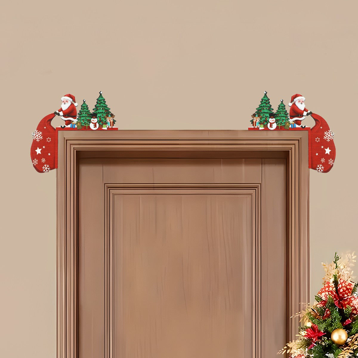 Christmas Gingerbread Man Wooden Door Frame Decoration Merry Christmas Decor for Home 2025 Navidad Xmas Ornament New Year 2026