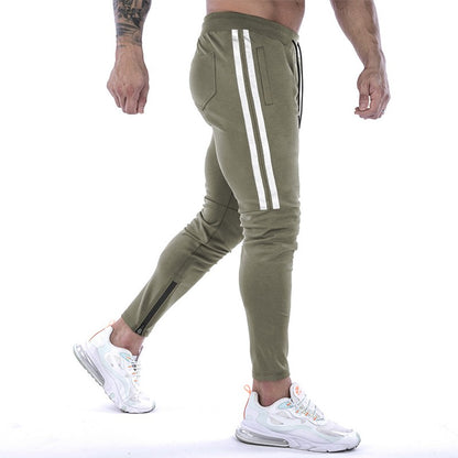 Gym Skinny Jogger Pants Men Running Sweatpants Fitness Bodybuilding Sports Pants Zip pocket Male Cotton Jogging Trousers men