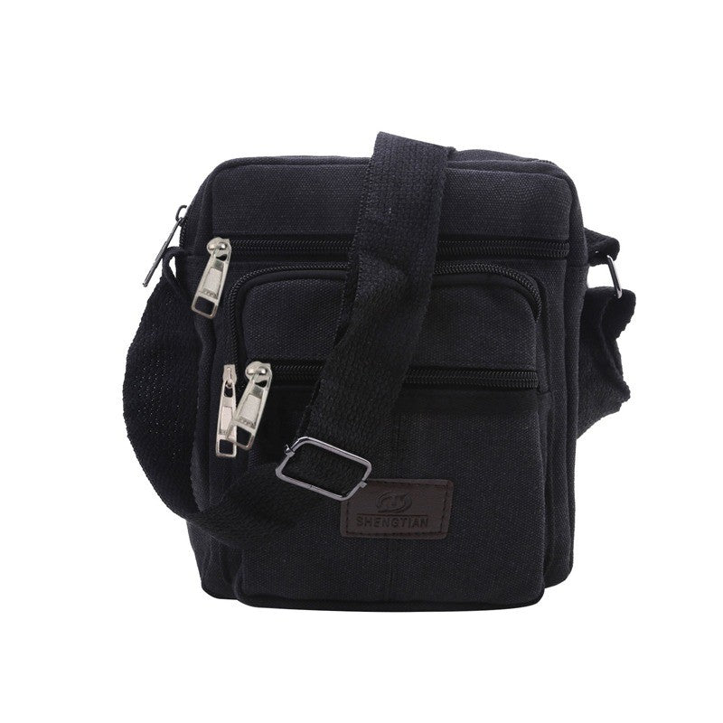 Multifunctional Men's Shoulder Bag Flap Solid Color Casual Messenger Canvas Travel Male Crossbody Bags