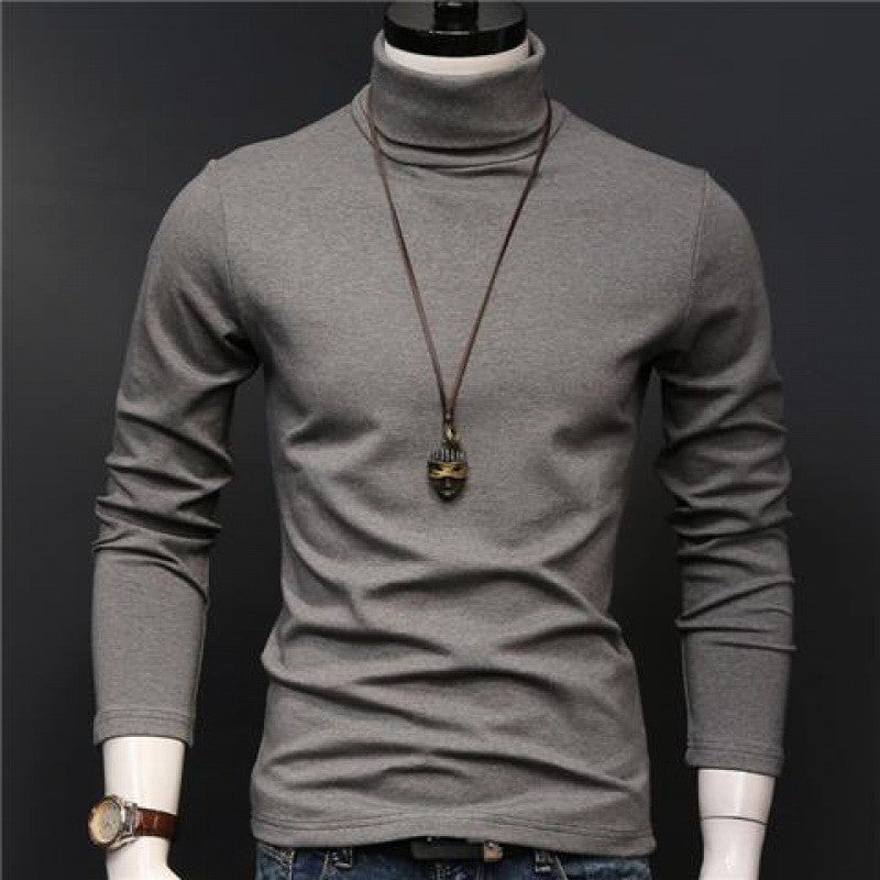 Hot Winter Warm Men Mock Neck Basic Plain T-shirt Blouse Pullover Long Sleeve Top Male Outwear Slim Fit Stretch Fashion Sweater