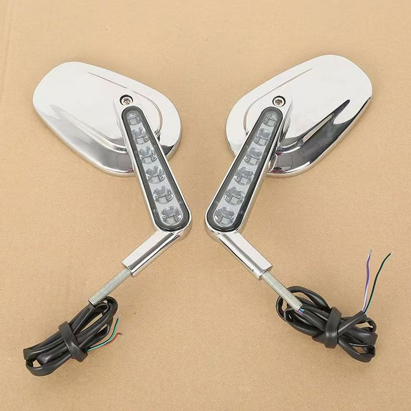 Espelhos retrovisores musculosos de motocicleta 8MM com piscas de LED para Harley VRSCF V-Rod 2009-2017 2016 2015 2014 1 Par Preto/Prata