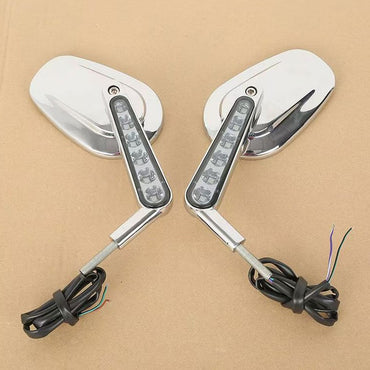 Espelhos retrovisores musculosos de motocicleta 8MM com piscas de LED para Harley VRSCF V-Rod 2009-2017 2016 2015 2014 1 Par Preto/Prata
