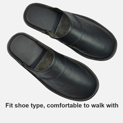 Genuine Cow Leather Slippers Homes in indoor slipper Spring Autumn summer men women elderly non-slip casual single Slides shoes