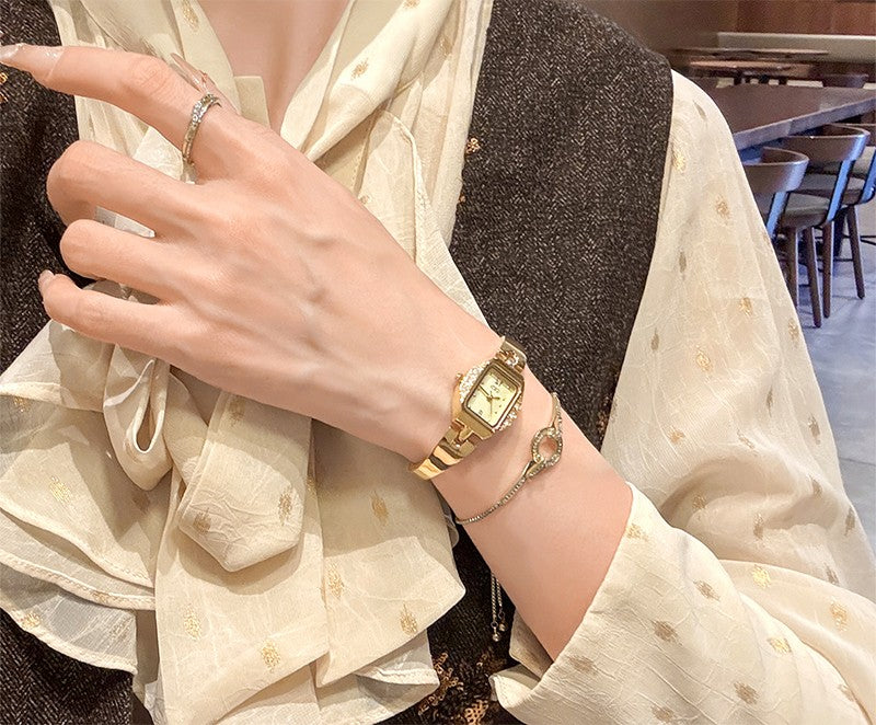 GEDI Square Watch Woman Gold Silver Small Dial Fashion Quartz Women's Wristwatches Ladies Luxury Vintage Bracelet Watch Gifts
