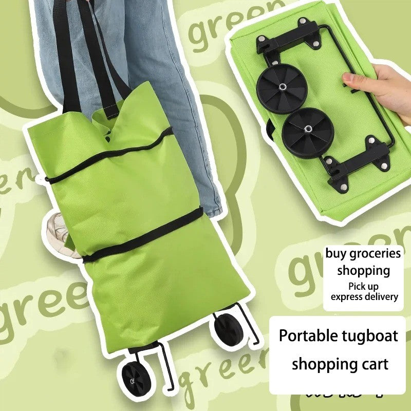 1Pc Foldable Shopping Bag with Wheels Trolley Large Reusable Cloth Hand Tote Bolsas Eco Fabric Supermarket Grocery Pull Cart Bag