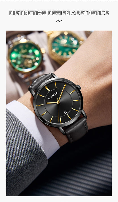 LIGE Sunkta Man Watch Fashion Luxury Waterproof Ultra Thin Date Casual Clock Leather Classic Quartz Watches for Men Reloj Hombre