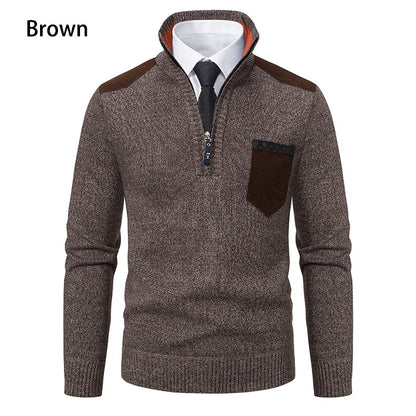 Pullover Men Sweater Cashmere Thick Polo Shirts Korean Half Zipper Cold Blouse Stand Collar Autumn Winter Outerwear Luxury Cloth