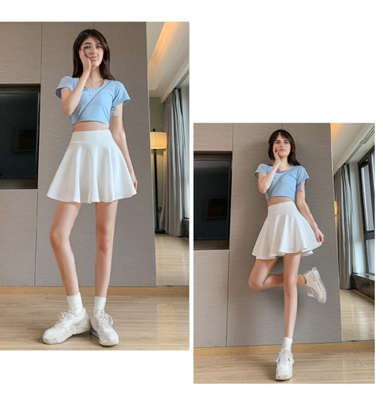 Bubble Short Skirt Women Half Skirt Anti Exposure High Waist Sun Underwear Hundred Pleats