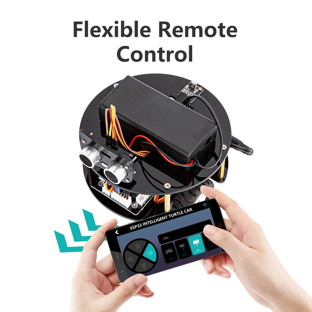 Carro Robô Tartaruga Inteligente Multifuncional KUONGSHUN para Kit de Robótica Programável ESP32 Arduino Robot STEM para Crianças