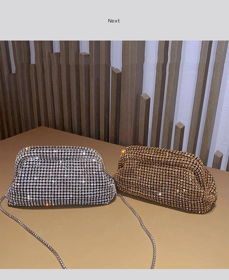 Luxury Glitter Cloud Bag Women's Handbag Crystal Shiny Rhinestones Diamond Evening Bag Wedding Party Clutch Purse Shoulder Bags