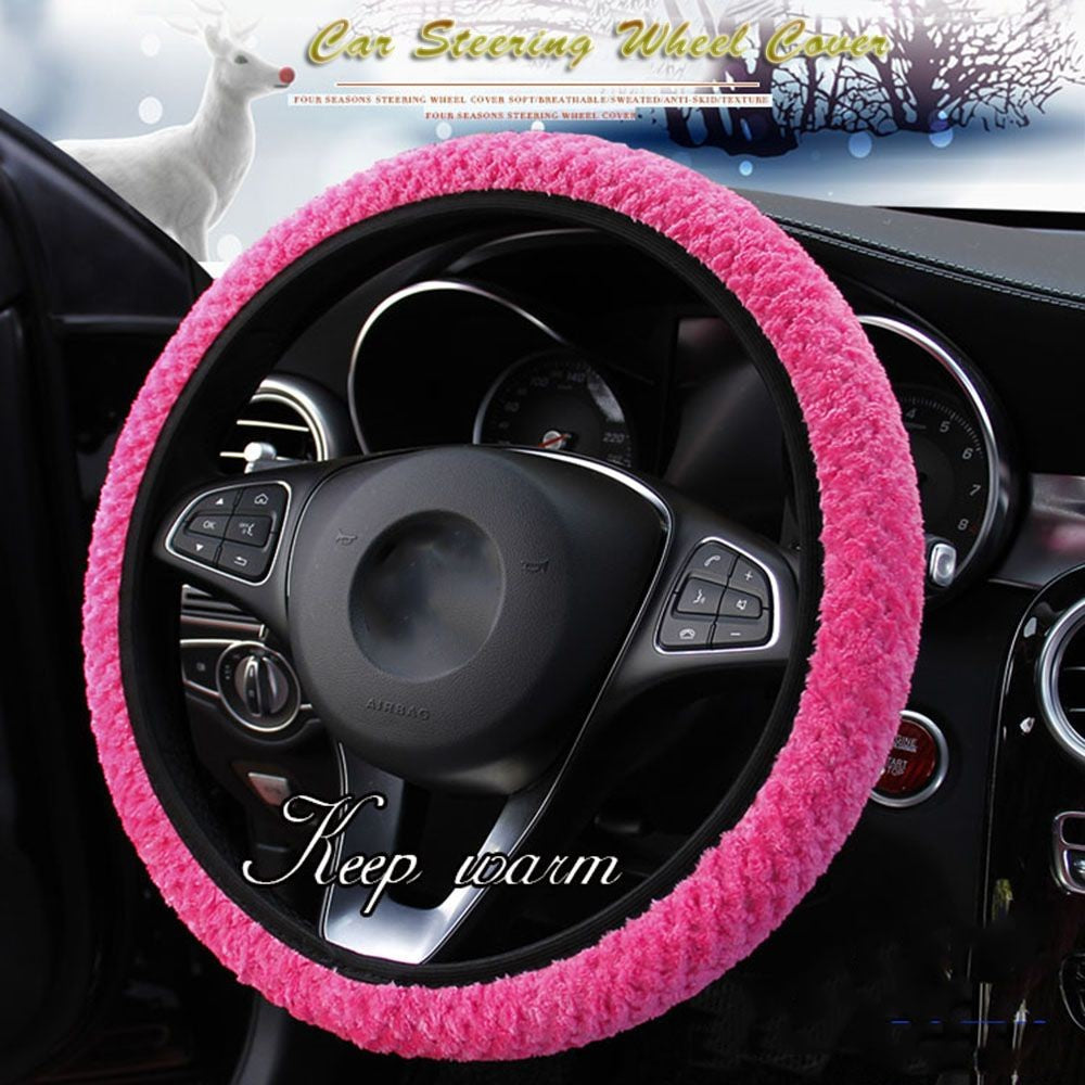 Capa de Volante de Carro de Veludo Pérola de Inverno Acessório para Carro Proteção Antiderrapante Quente Pelúcia Macia