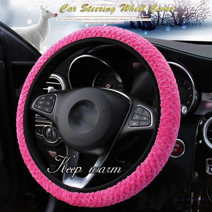 Capa de Volante de Carro de Veludo Pérola de Inverno Acessório para Carro Proteção Antiderrapante Quente Pelúcia Macia
