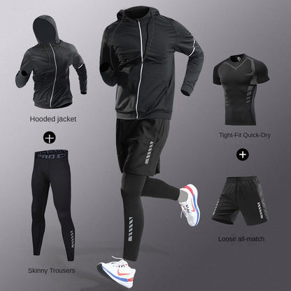 3-7Pcs Men's Ice Fiber Quick-Dry Running Fitness Full Set/Suit Tracksuit For Marathon, Training Cycling?Jogging,Gym? sweatpants