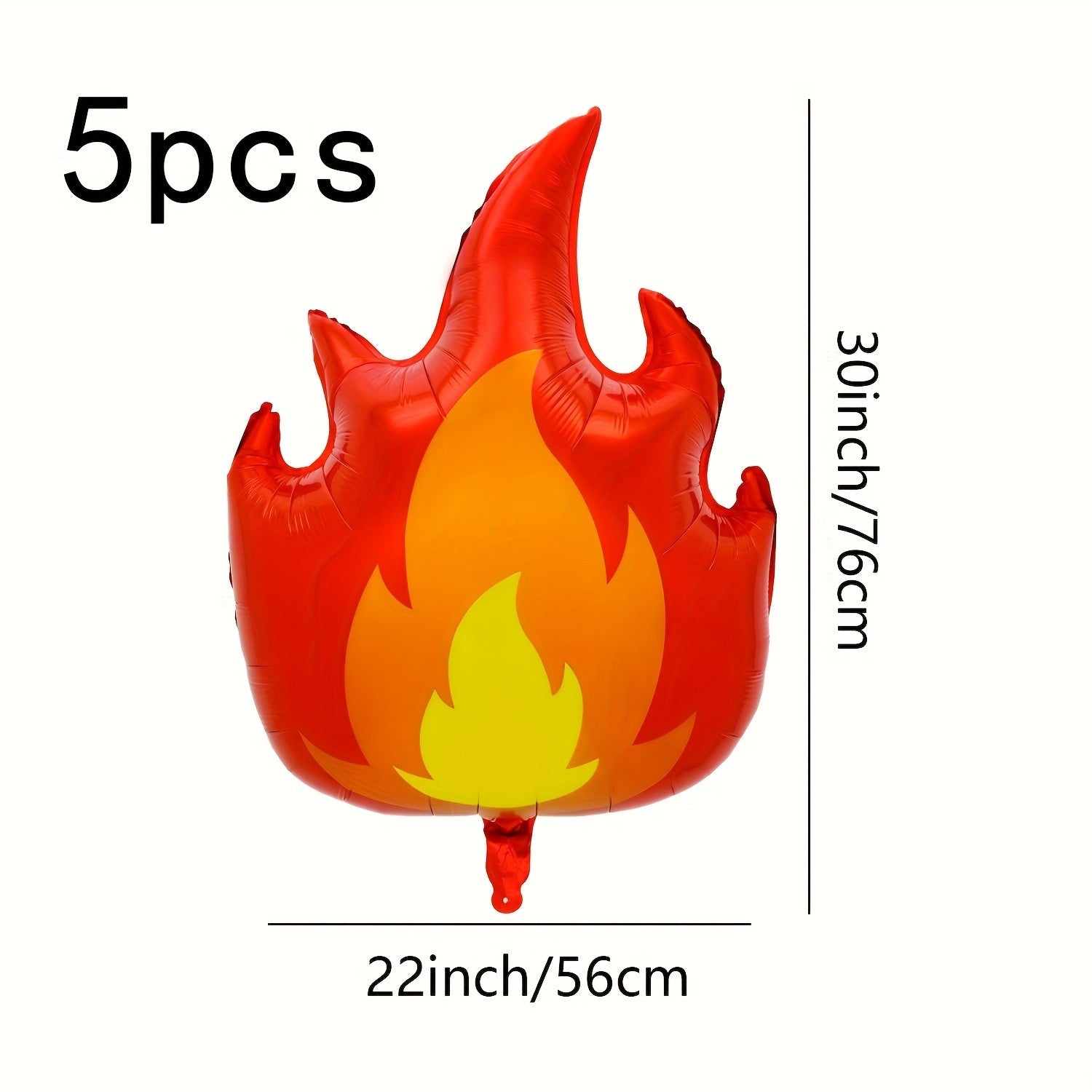 5pcs Flame Foil Balloons for Firefighter Theme Birthday Parties - Aluminum Foil Inflatable Decorations Birthday Party Supplies