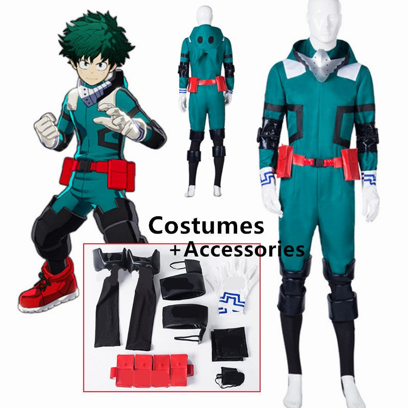 Anime Charecter Midoriya Izuku Green Suit Cosplay Costume Wig Hat Wig Full Set My Hero Academia Halloween Carnival Suit