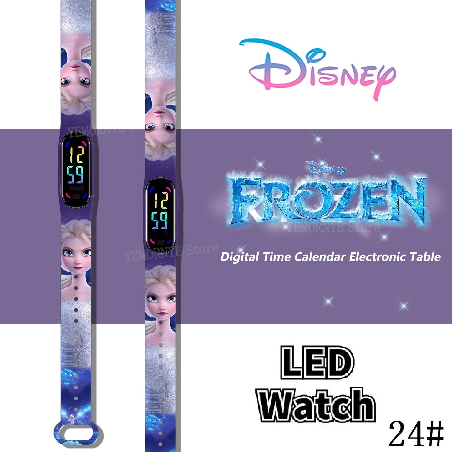 Disney Frozen Digital Kids' Watches Anime Figures LED Luminous Watch Touch Waterproof Electronic Sports Watch Kids Birthday Gift