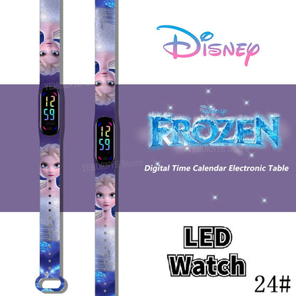 Disney Frozen Digital Kids' Watches Anime Figures LED Luminous Watch Touch Waterproof Electronic Sports Watch Kids Birthday Gift