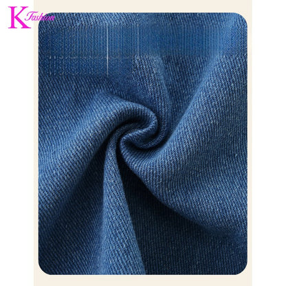 New Girls' Dress  Round Neck Children's Princess Dress Denim Fabric Toddler Kids Clothing 4-8Y