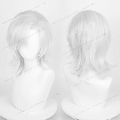 Anime 44cm Medium Basic Synthetic Side Part Hair Cosplay Wig Black White Red Silver Pink Blue Women Man Heat Resistant Hairs