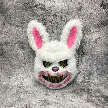 Halloween Cosplay Party Luminous LED Light Face Mask Make-up Horror Rabbit Bear Mask Headgear Cartoon Animal Carnival Head Cover