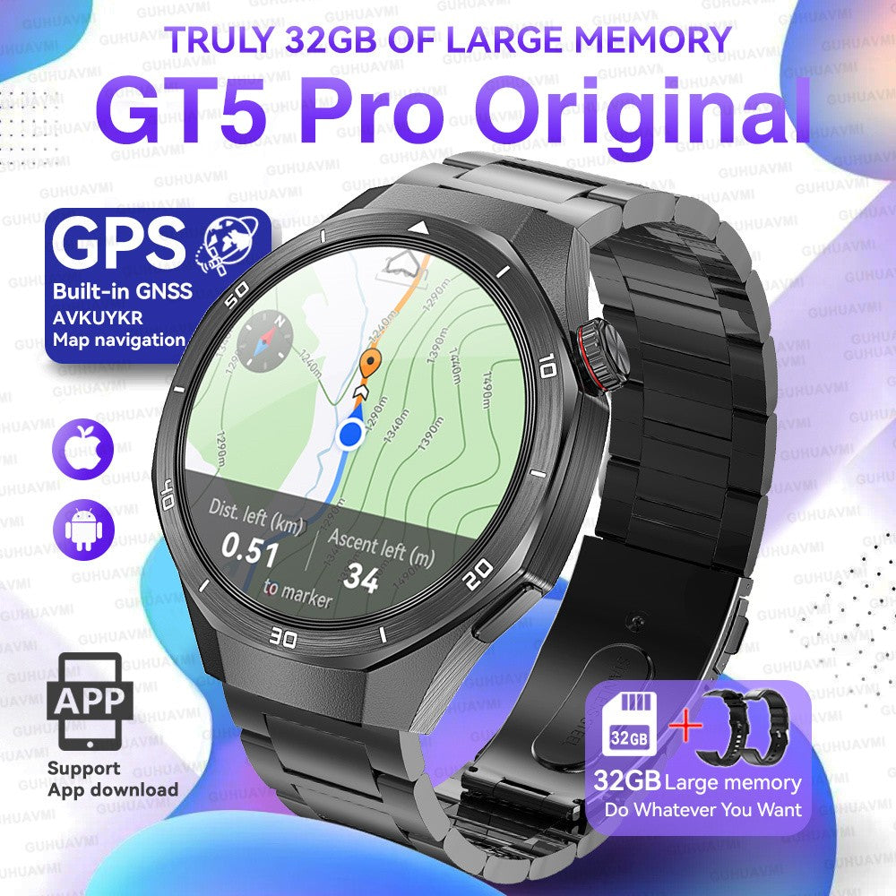 GT5 Pro Smart Watch Global Version 32GB Memory GPS navigation NFC Music Video play Call Titanium alloy Waterproof Smartwatch 5