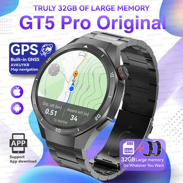 GT5 Pro Smart Watch Global Version 32GB Memory GPS navigation NFC Music Video play Call Titanium alloy Waterproof Smartwatch 5