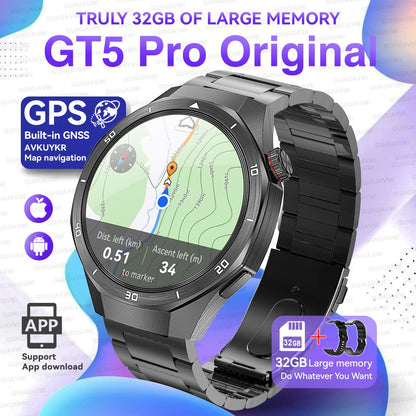GT5 Pro Smart Watch Global Version 32GB Memory GPS navigation NFC Music Video play Call Titanium alloy Waterproof Smartwatch 5