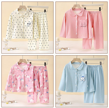 2025 Autumn New Kids Pajama Set Boys Cardigan and Girls Long Pants Homewear Baby and Children Clothing