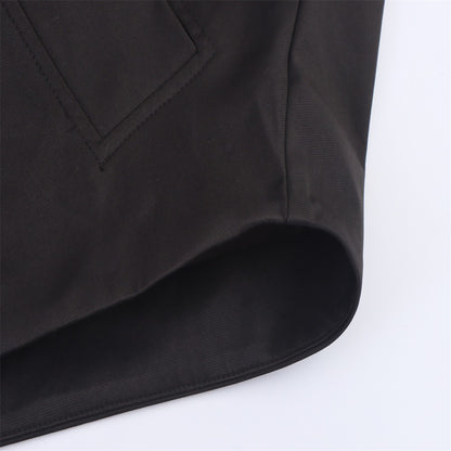 Autumn new European and American style hooded long sleeved lapel jacket single breasted trench coat short jacket