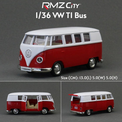 1/36 Volkswagen T1 Transporter Samba Bus RMZ CiTY 5'' Carro de Brinquedo Modelo para Crianças Miniatura Diecast Coleção Presente para Meninos