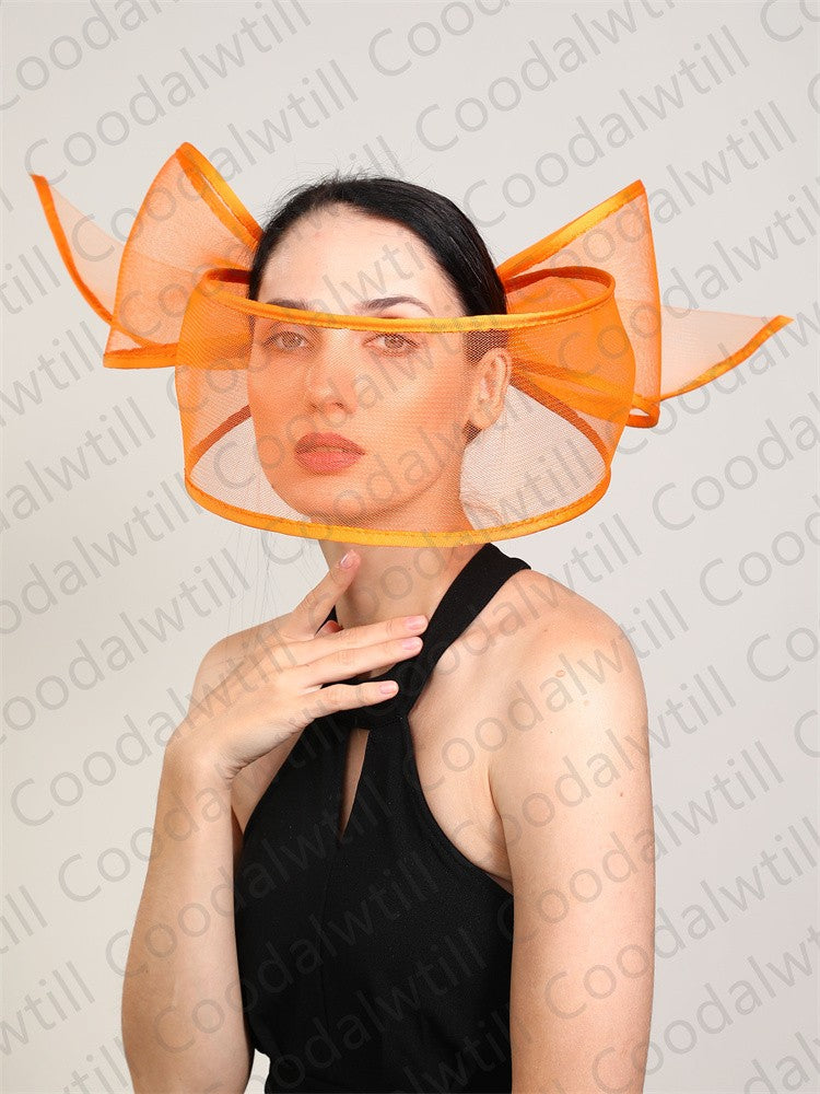 Fascinator de Véu Branco Elegante Chapéu Feminino para Kentucky Derby Evento de Corrida Adorno de Cabeça de Moda Boné de Rede Chapeau para Eventos Femininos