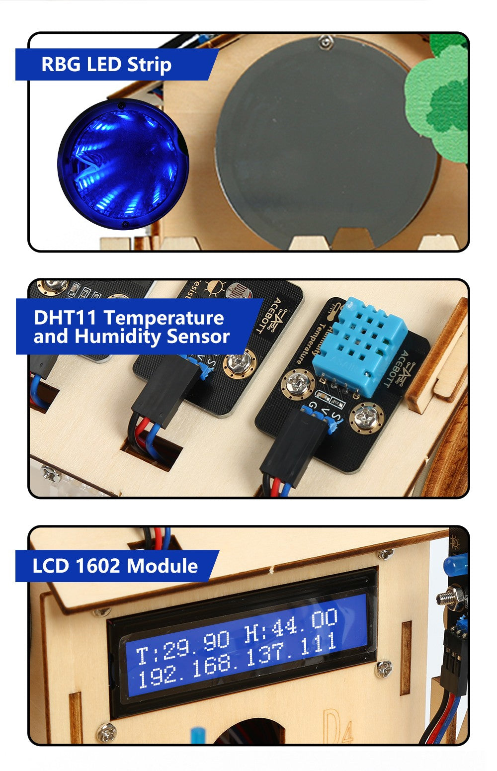 ACEBOTT Smart Home STEM STEAM Starter Kit Wooden House IoT Wifi Blockly Programming for ESP32 Arduino
