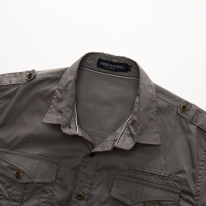 2022 New Arrive Mens Cargo Shirt Men Casual Shirt Solid Short Sleeve Shirts Multi Pocket Work Shirt Plus Size 100% Cotton