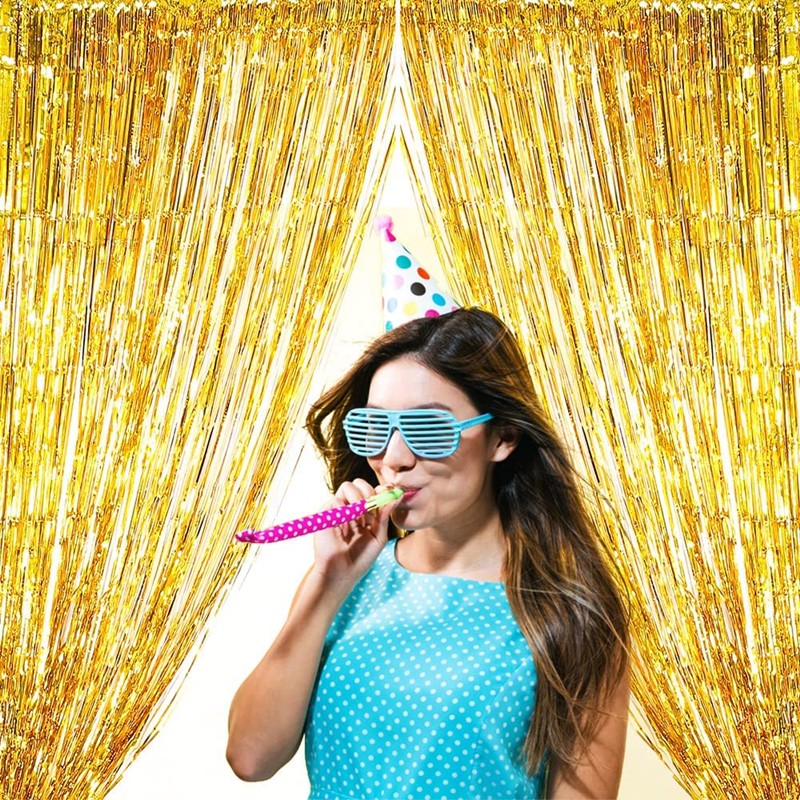 New 4/2/1Pack Party Backdrop Metallic Foil Fringe Tinsel Curtain Adult Kids Birthday Party Wedding Decoration Baby Shower Favor