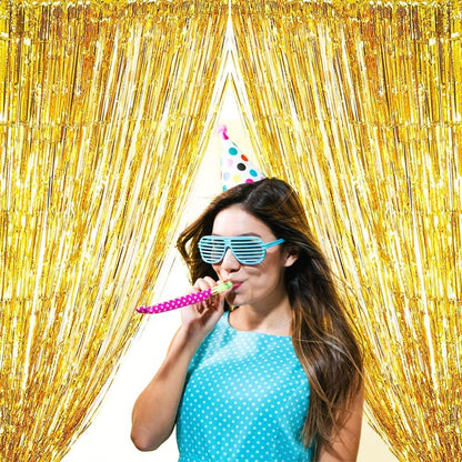 New 4/2/1Pack Party Backdrop Metallic Foil Fringe Tinsel Curtain Adult Kids Birthday Party Wedding Decoration Baby Shower Favor