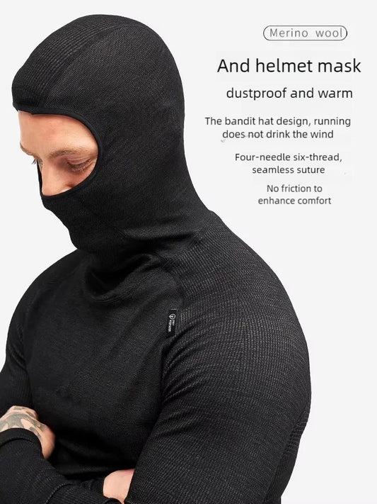 Outdoor men's and women's ski base set Merino wool thermal underwear multi-functional compression clothes running training cloth