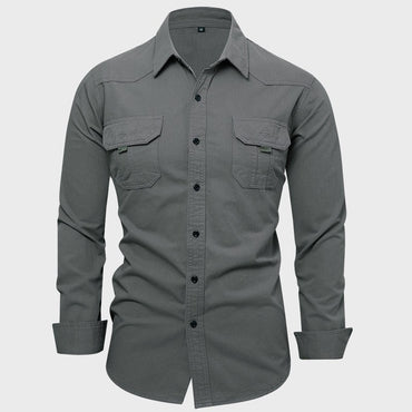 Cotton 100% Men Outdoor Multi Pockets Long Sleeved Cargo Shirts High Quality Man Loose Shirts New Male Solid Casual Shirts 3XL