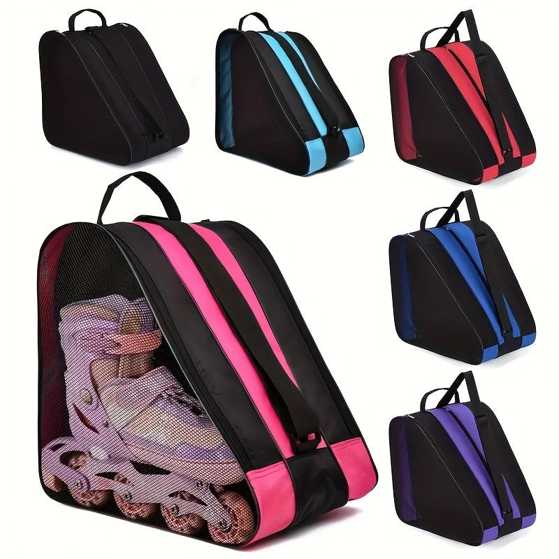 Large Capacity 3-Layer Ice Skating Bag with Heavy-Duty Shoe Storage - Adjustable Shoulder Strap & Logo Window for Inline Skates