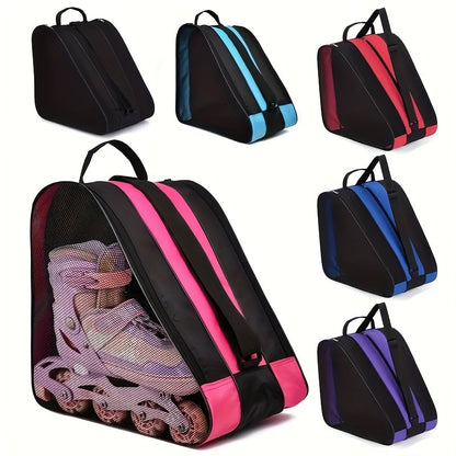 Large Capacity 3-Layer Ice Skating Bag with Heavy-Duty Shoe Storage - Adjustable Shoulder Strap & Logo Window for Inline Skates