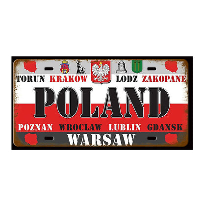 Plaque Tin Sign France Russia Spain Metal Sign Germany USA Country Flag License Plate For Wall Home Restaurant Craft Bar Decor
