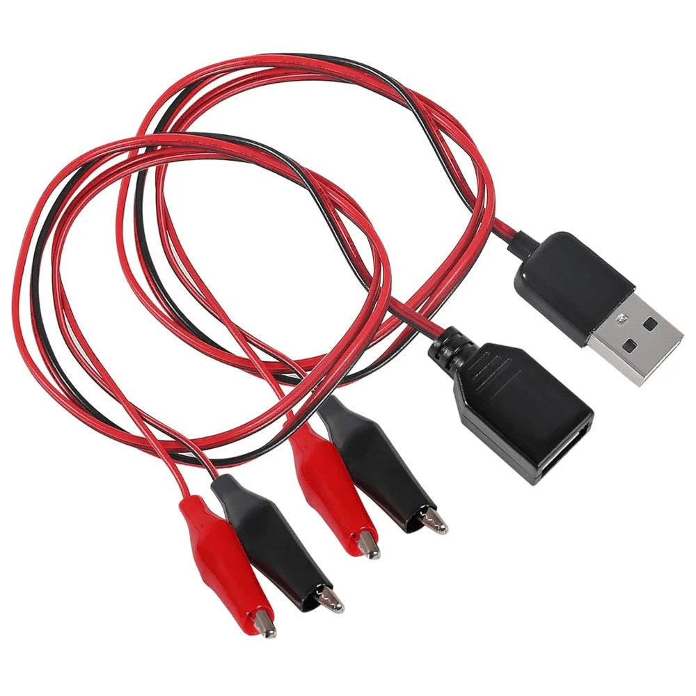 USB to Alligator Clip Adapter Cable Male Female USB to Alligator Clip Probe USB Cables with Alligator Clip for Circuit Test